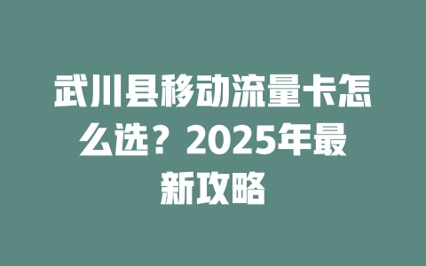 武川县移动流量卡怎么选？2025年最新攻略