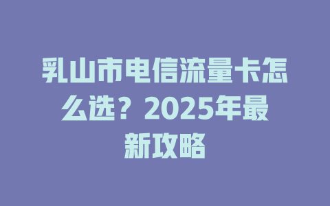乳山市电信流量卡怎么选？2025年最新攻略