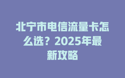 北宁市电信流量卡怎么选？2025年最新攻略