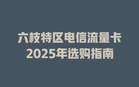 六枝特区电信流量卡2025年选购指南