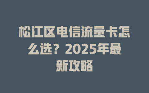 松江区电信流量卡怎么选？2025年最新攻略