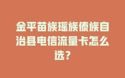 金平苗族瑶族傣族自治县电信流量卡怎么选？