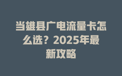 当雄县广电流量卡怎么选？2025年最新攻略