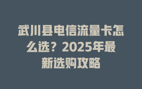 武川县电信流量卡怎么选？2025年最新选购攻略