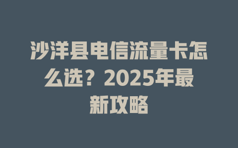 沙洋县电信流量卡怎么选？2025年最新攻略
