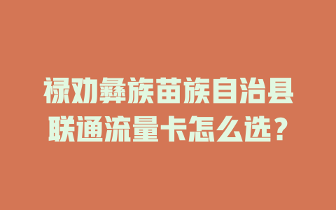 禄劝彝族苗族自治县联通流量卡怎么选？