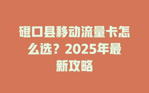 磴口县移动流量卡怎么选？2025年最新攻略