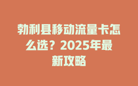 勃利县移动流量卡怎么选？2025年最新攻略
