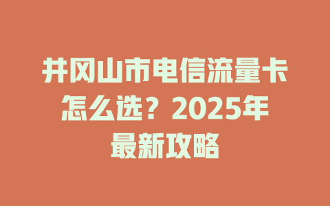 井冈山市电信流量卡怎么选？2025年最新攻略
