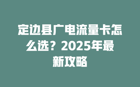 定边县广电流量卡怎么选？2025年最新攻略