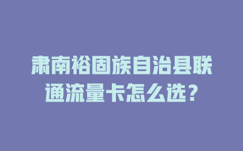 肃南裕固族自治县联通流量卡怎么选？