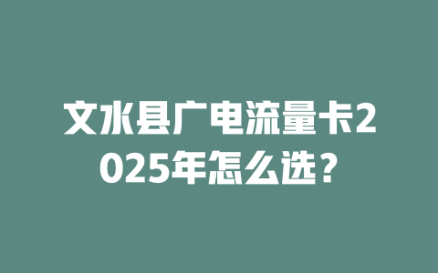 文水县广电流量卡2025年怎么选？