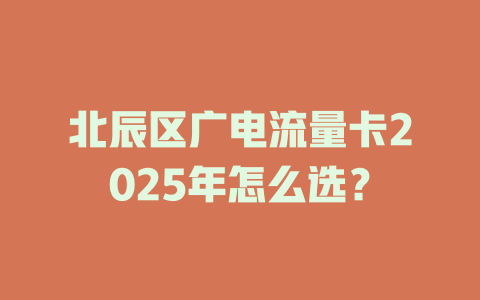 北辰区广电流量卡2025年怎么选？