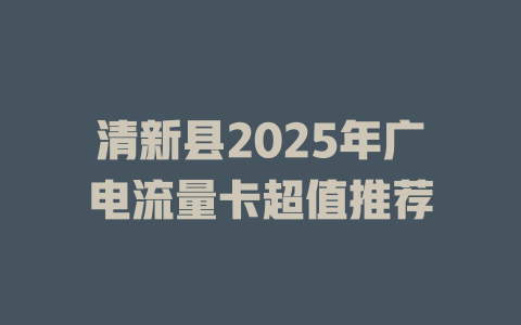 清新县2025年广电流量卡超值推荐