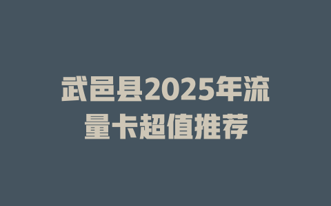 武邑县2025年流量卡超值推荐