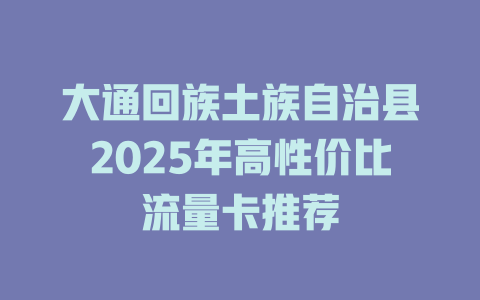 大通回族土族自治县2025年高性价比流量卡推荐