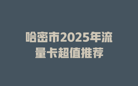 哈密市2025年流量卡超值推荐