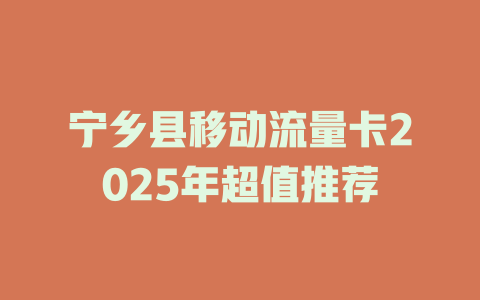 宁乡县移动流量卡2025年超值推荐