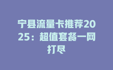 宁县流量卡推荐2025：超值套餐一网打尽