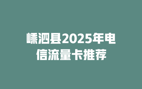 嵊泗县2025年电信流量卡推荐