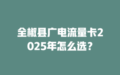 全椒县广电流量卡2025年怎么选？