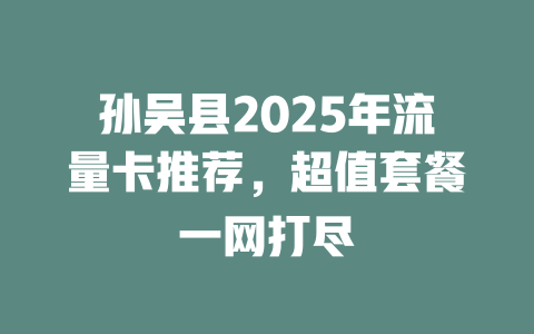 孙吴县2025年流量卡推荐，超值套餐一网打尽