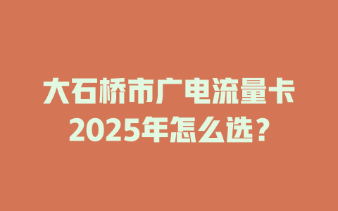 大石桥市广电流量卡2025年怎么选？