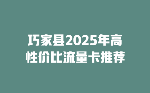 巧家县2025年高性价比流量卡推荐