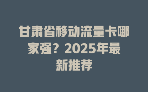 甘肃省移动流量卡哪家强？2025年最新推荐