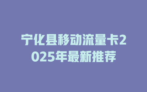 宁化县移动流量卡2025年最新推荐