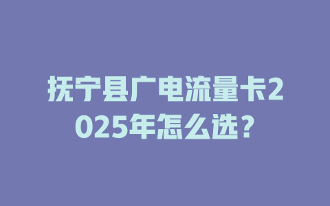 抚宁县广电流量卡2025年怎么选？