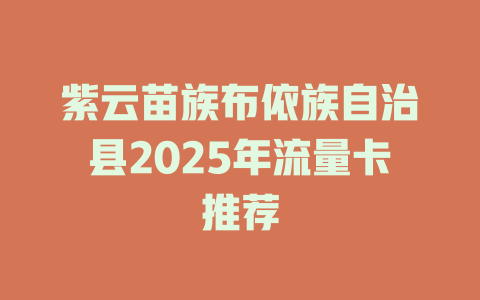 紫云苗族布依族自治县2025年流量卡推荐