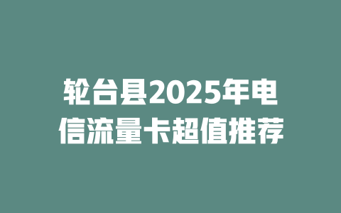 轮台县2025年电信流量卡超值推荐