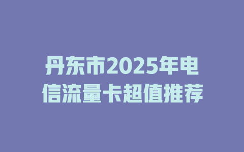 丹东市2025年电信流量卡超值推荐
