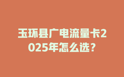 玉环县广电流量卡2025年怎么选？