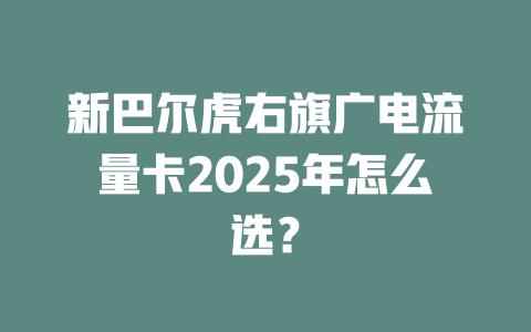新巴尔虎右旗广电流量卡2025年怎么选？