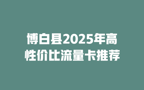 博白县2025年高性价比流量卡推荐