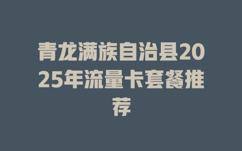 青龙满族自治县2025年流量卡套餐推荐