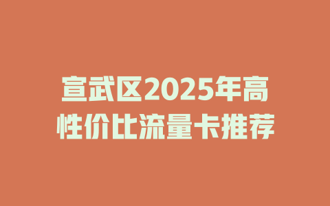 宣武区2025年高性价比流量卡推荐