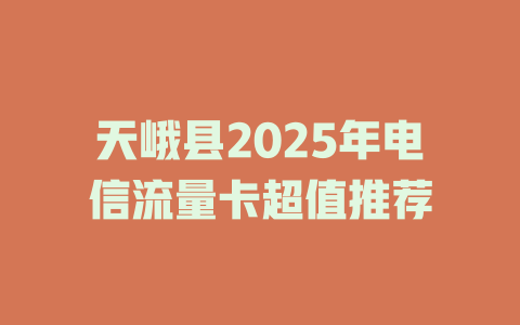 天峨县2025年电信流量卡超值推荐