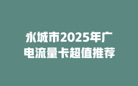 永城市2025年广电流量卡超值推荐