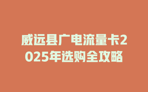 威远县广电流量卡2025年选购全攻略