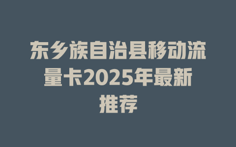东乡族自治县移动流量卡2025年最新推荐