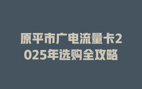 原平市广电流量卡2025年选购全攻略