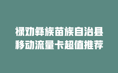 禄劝彝族苗族自治县移动流量卡超值推荐