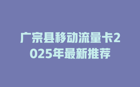 广宗县移动流量卡2025年最新推荐