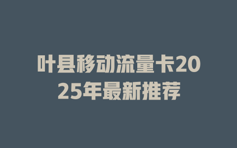 叶县移动流量卡2025年最新推荐