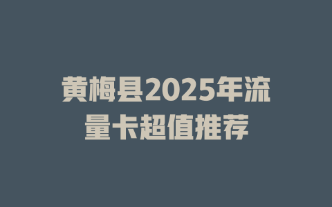 黄梅县2025年流量卡超值推荐