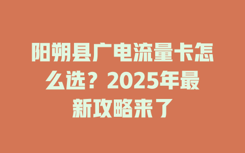 阳朔县广电流量卡怎么选？2025年最新攻略来了