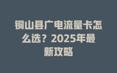 铜山县广电流量卡怎么选？2025年最新攻略